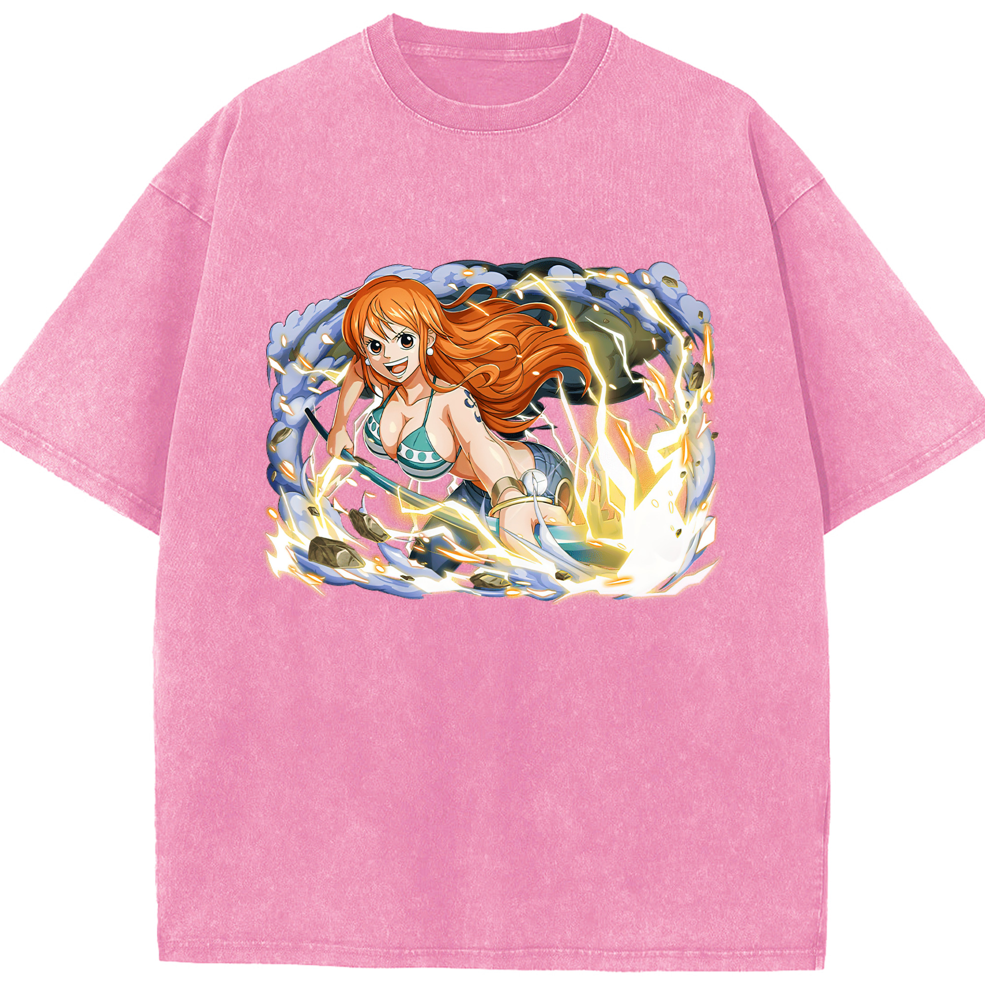 ワンピース ナミ ONE PIECE Nami 綿100% ヴィンテージ風 半袖Tシャツ（フロントプリント）